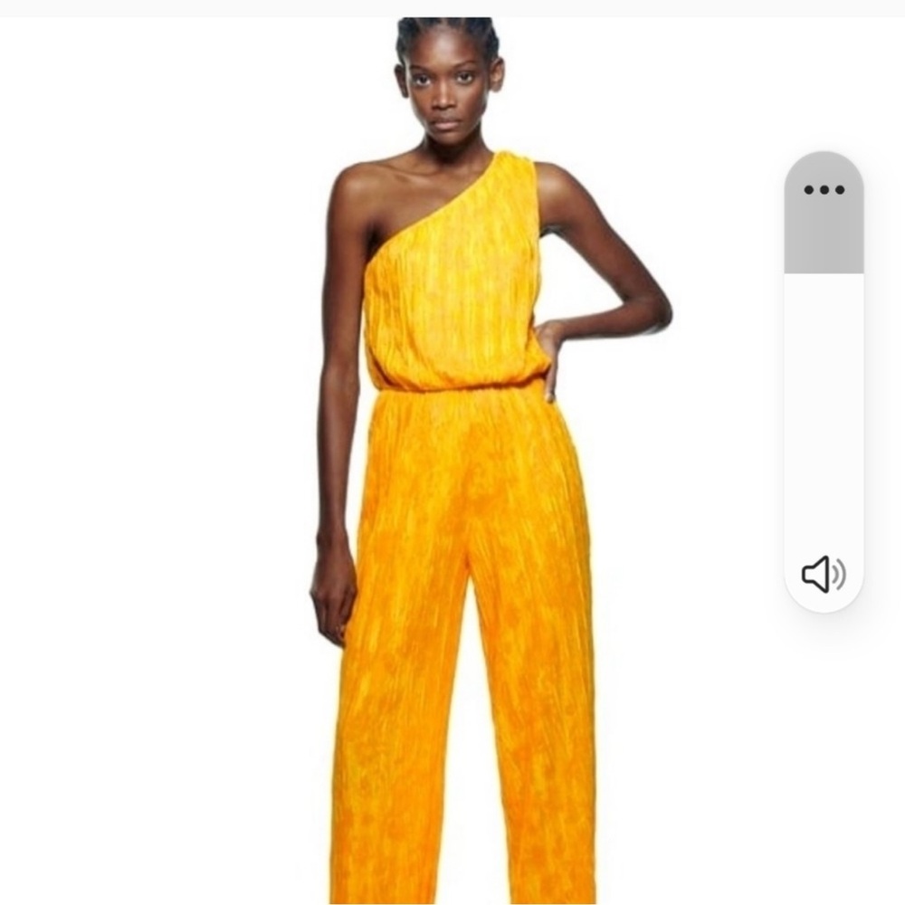 Zara One-Shoulder Yellow Jumpsuit